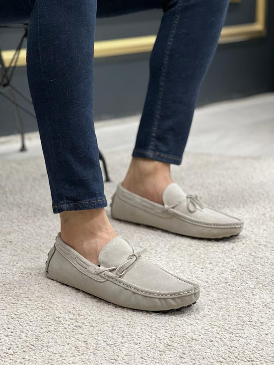 Beige Driving Loafers Shoes