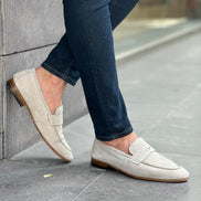 Laughlin Beige Suede Penny Loafers