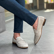Laughlin Beige Suede Penny Loafers