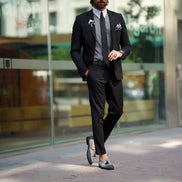 GentWith Laughlin Black Slim Fit Notch Lapel Suit
