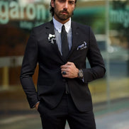GentWith Laughlin Black Slim Fit Notch Lapel Suit