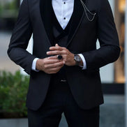 Laughlin Slim Fit Velvet Shawl Lapel Black Tuxedo