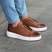 GentWith Laughlin Brown Mid-Top Zipper Sneakers