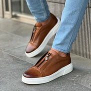 GentWith Laughlin Brown Mid-Top Zipper Sneakers
