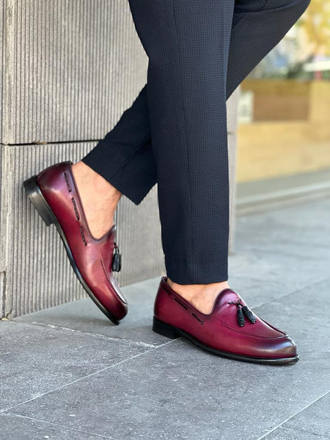 Laughlin Burgundy Tassel Loafers