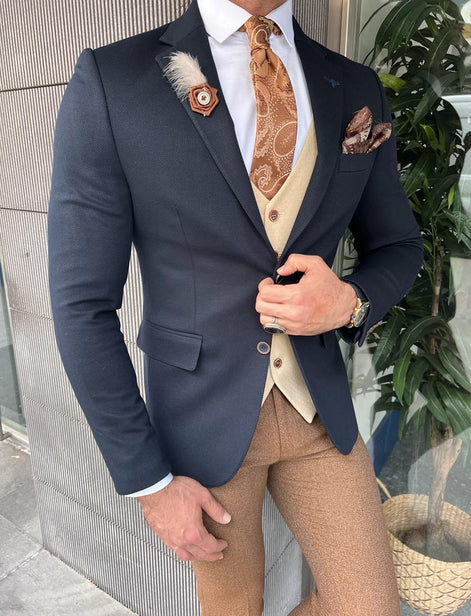 Laughlin Dark Blue Slim Fit Blazer