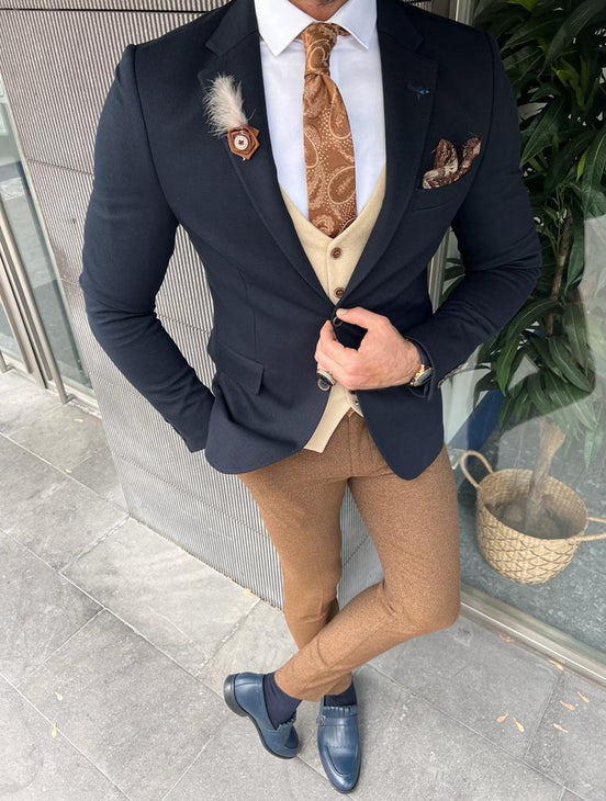 Dark Blue Slim Fit Blazer