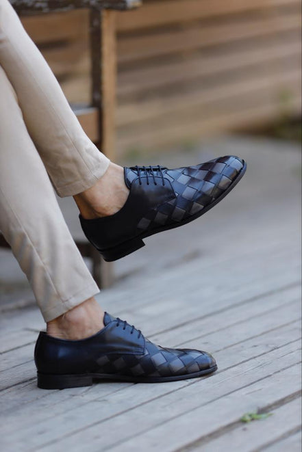 Laughlin Laced Gray Black Derby Shoes