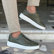 Laughlin Green Mid-Top Zipper Sneakers