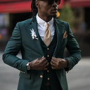 Laughlin Slim Fit Peak Lapel Emerald Green Suit