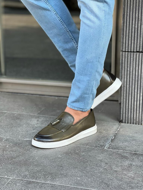 Khaki Tassel Loafers