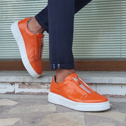Laughlin Mid-Top Zipper Orange Sneakers