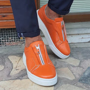 Laughlin Mid-Top Zipper Orange Sneakers
