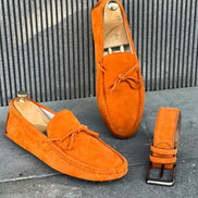 Laughlin Orange Suede Driving Loafers