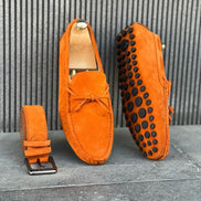 Laughlin Orange Suede Driving Loafers