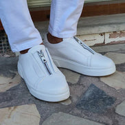 GentWith Laughlin White Mid-Top Zipper Sneakers