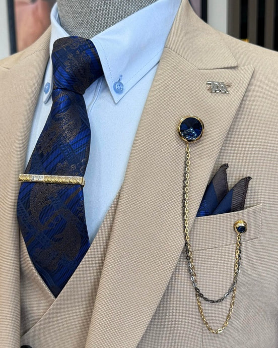 Beige Peak Lapel Suit
