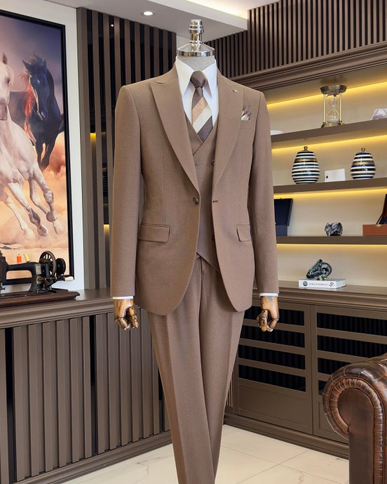 Brown Peak Lapel Suit
