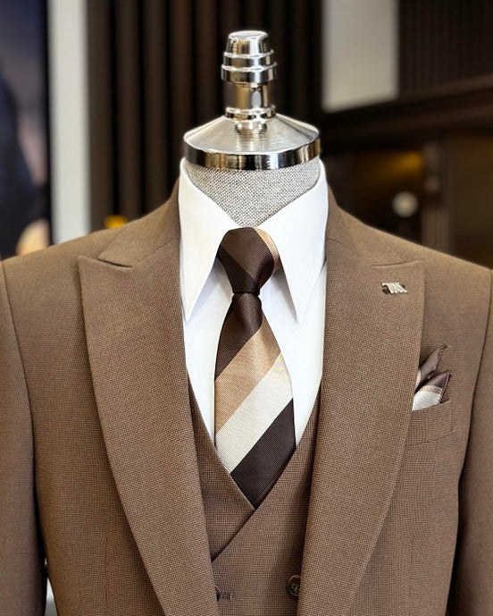 Brown Peak Lapel Suit