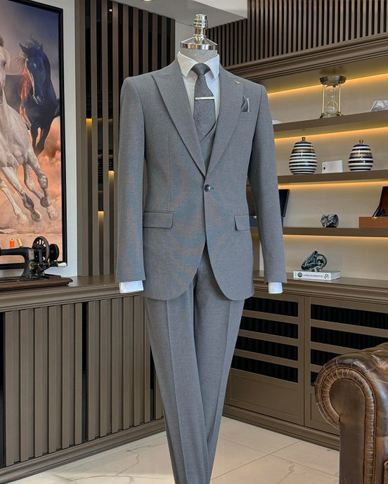Gray Peak Lapel Suit