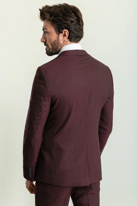Tea Slim Fit Notch Lapel 2 Piece Maroon Suit