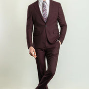 Tea Slim Fit Notch Lapel 2 Piece Maroon Suit