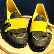 Mesquite Yellow Black Double Monk Strap Shoes
