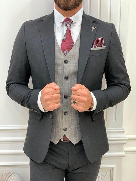 Miami Black Slim Fit Notch Lapel Suit