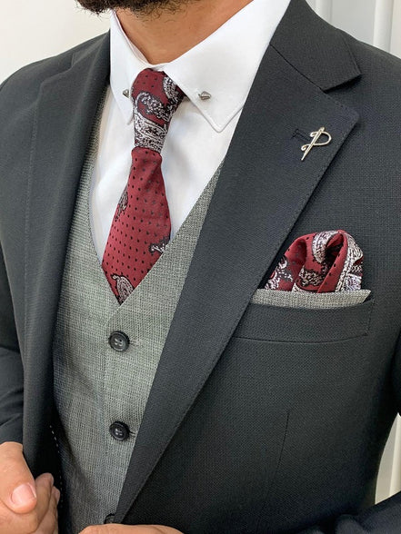 Miami Black Slim Fit Notch Lapel Suit