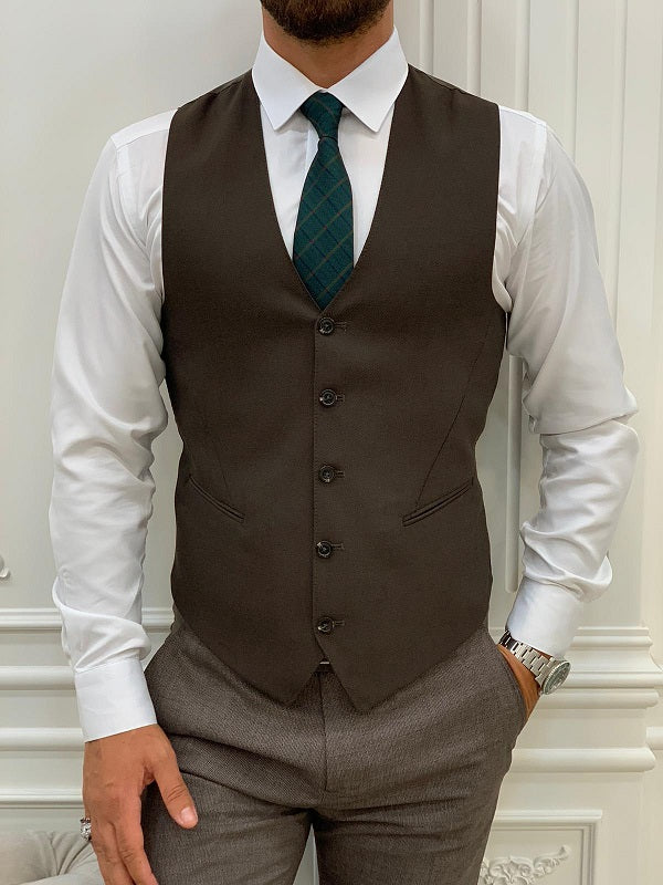 Miami Coffee Brown Slim Fit Notch Lapel Suit