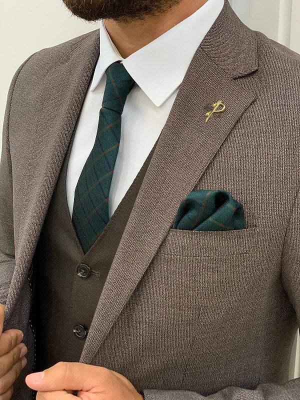 Miami Coffee Brown Slim Fit Notch Lapel Suit
