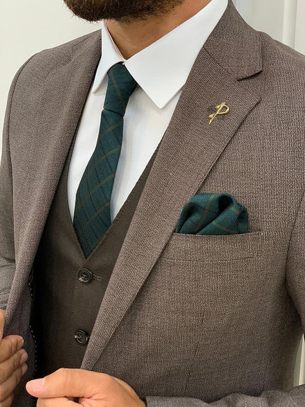 Miami Coffee Brown Slim Fit Notch Lapel Suit