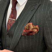 Miami Dark Gray Slim Fit Peak Lapel Pinstripe Suit