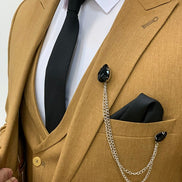 Miami Slim Fit Peak Lapel Mustard Suit