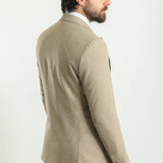 GentWith Mitchell Beige Slim Fit Peak Lapel 3 Piece Plain Suit