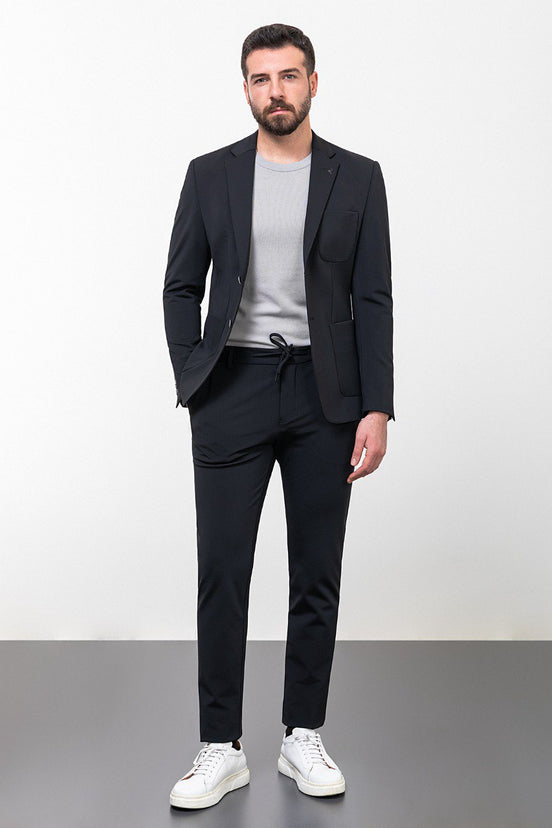 Black Slim Fit Notch Lapel 2 Piece Suit