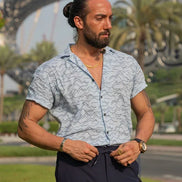 Mitchell Blue Slim Fit Short Sleeve Shirt