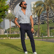 Mitchell Blue Slim Fit Short Sleeve Shirt