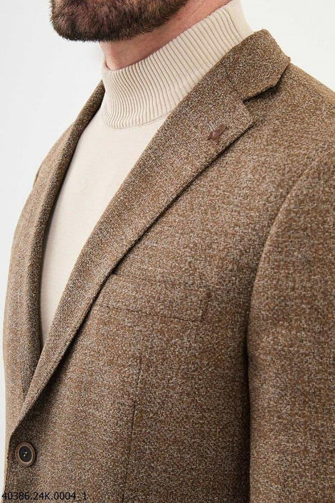 Mitchell Slim Fit Patterned Brown Blazer