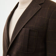 Mitchell Slim Fit Wool Brown Plaid Blazer