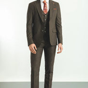 Mitchell Brown Slim Fit Peak Lapel 3 Piece Check Suit
