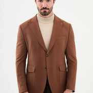 Mitchell Slim Fit Peak Lapel Brown Blazer
