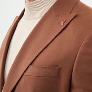Mitchell Slim Fit Peak Lapel Brown Blazer