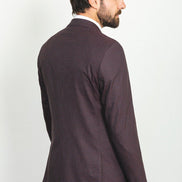 Mitchell Burgundy Slim Fit Peak Lapel 3 Piece Check Suit