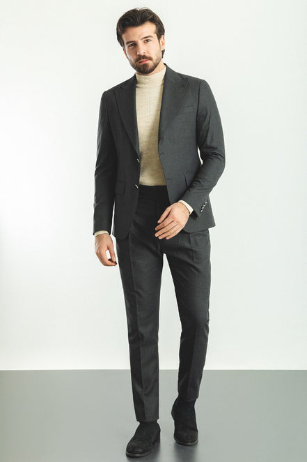 Mitchell Dark Gray Slim Fit Peak Lapel 2 Piece Suit