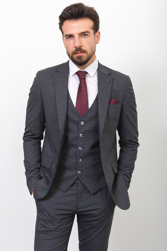 Dark Gray Check Suit