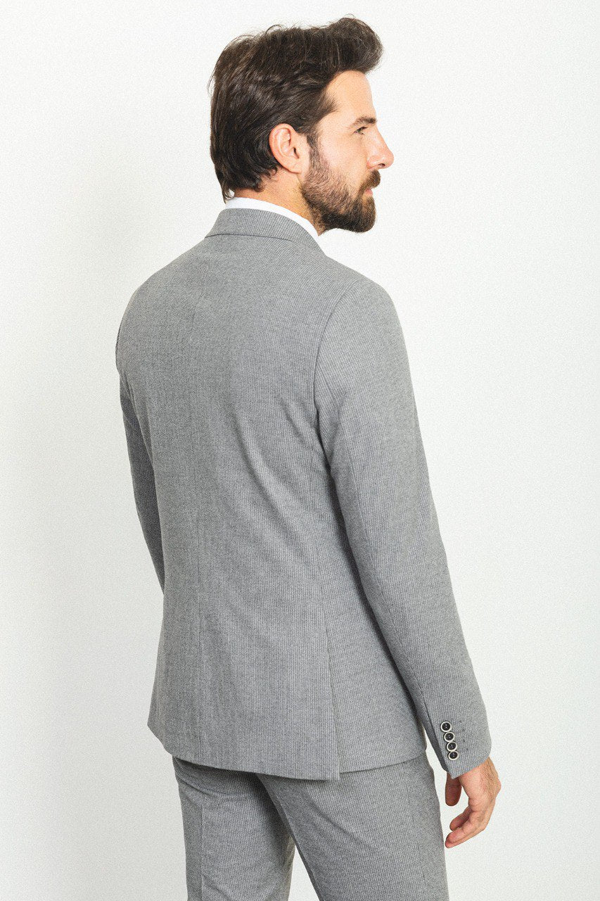 GentWith Mitchell Gray Slim Fit 2 Piece Double Breasted Striped Suit