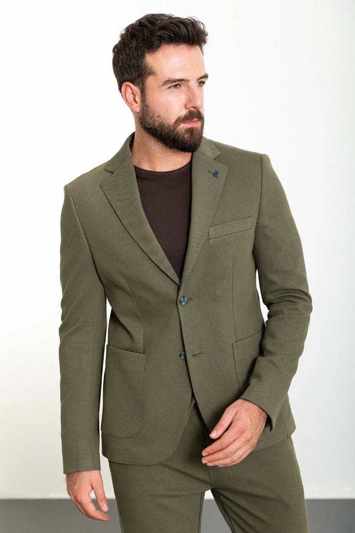 Mitchell Khaki Slim Fit Notch Lapel 2 Piece Suit
