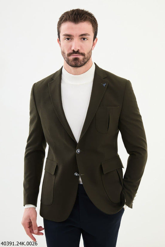 Khaki Wool Blazer