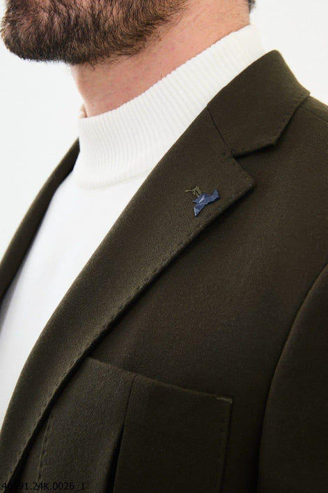 Mitchell Slim Fit Men's Khaki Wool Blazer